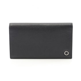 BVLGARI Men's Leather Bi-fold Long Wallet in Black and Green (291156)