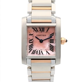 Cartier Tank Française Small Watch, 18K Pink Gold and Stainless Steel, Women's, Shell, W51027Q4
