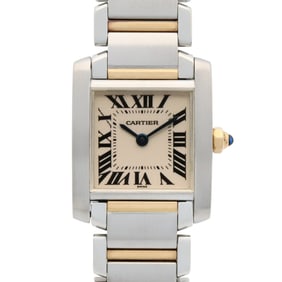Cartier Tank Française Small Watch, 18K Yellow Gold and Stainless Steel, Women's, Silver, W51007Q4
