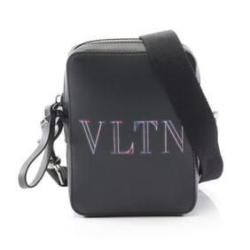 Valentino VLTN logo shoulder bag, leather, men's, black, XY2B0943