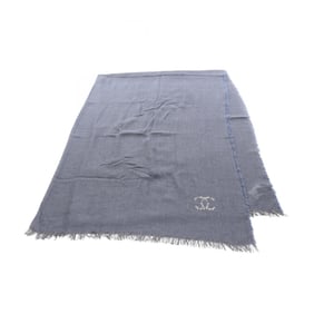 CHANEL Coco Mark Scarf/Stole, Silk and Cashmere, Women's, Navy