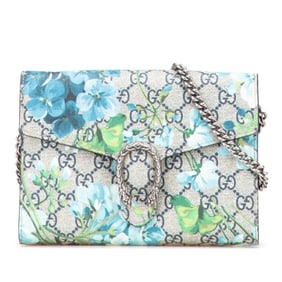 Gucci GG Blooms Dionysus Crossbody Chain Shoulder Bag/Wallet 401231 Beige Multicolor Leather Women's