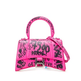 Balenciaga Hourglass Graffiti Handbag/Shoulder Bag 2WAY 592833 Pink Black Leather Women's BALENCIAGA