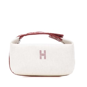 Hermès Bride A Black PM Handbag Pouch Beige Wine Red Canvas Women's HERMES