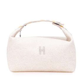 Hermès Bride à Black au Carré GM Handbag Pouch Beige Yellow Toile Chevron Women's HERMES