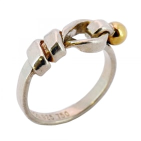 Tiffany Hook & Eye Ring, 18K Yellow Gold and 925 Silver, Size 9, Women's