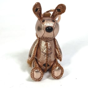 MCM Vesetos Rabbit Metallic Leather and Fur Bag Charm Keychain for Women in Pink