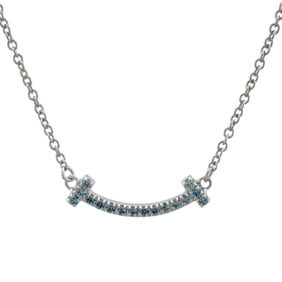 Tiffany T Smile Necklace, 18k Gold, Blue Topaz, Women's, TIFFANY & Co.