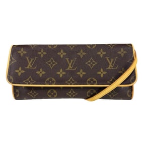Louis Vuitton Pochette Twin GM Monogram Waist Bag in Canvas, M51852, Brown, Women's, LOUIS VUITTON
