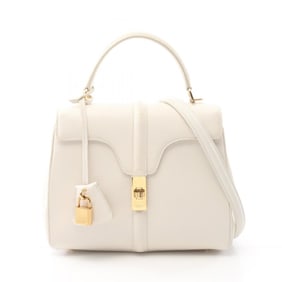 Celine 16 Seize Small Handbag, Leather, Women's, White, 188003BEY