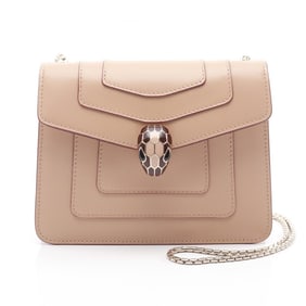 BVLGARI Serpenti Forever Shoulder Bag, Leather, Women's, Pink