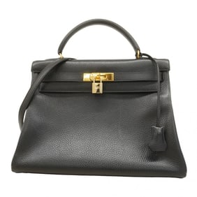 Hermes Hermès Kelly 32 Togo Black Handbag with ?Z Stamp, 2-Way Bag for Women