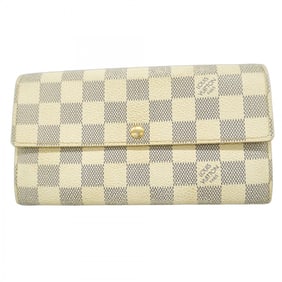 Louis Vuitton Damier Azur Portefeuille Sarah Long Wallet N61735 White Women's