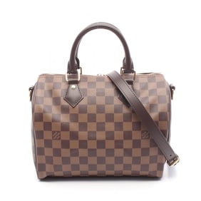 Louis Vuitton Speedy Bandouliere 25 Handbag, Coated Canvas and Leather with Damier Leather, Brown,
