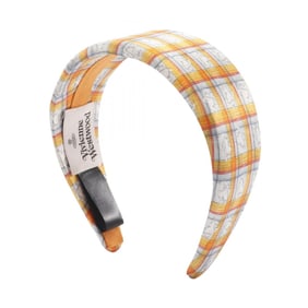 Vivienne Westwood Orb Check Hairband, Silk, Women's, Orange and Gray, S81020024W0167001