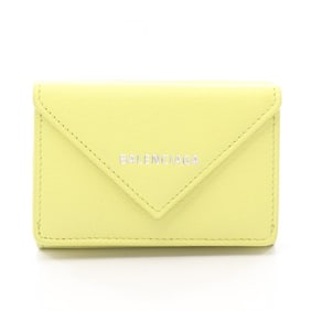 Balenciaga Paper Mini Wallet, Tri-fold Leather Women's, Yellow, 391446
