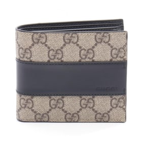 Gucci GG Supreme Bifold Wallet, Coated Canvas and Leather, Men's, Beige, Brown, Black, 779873