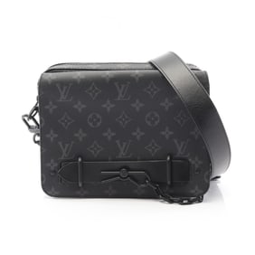 Louis Vuitton Steamer Messenger Shoulder Bag in Coated Canvas and Leather, Monogram Eclipse, Gray,