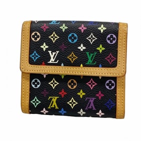 Louis Vuitton Monogram Multicolore Portefeuille Elise Tri-fold Wallet M91984 Noir Women's