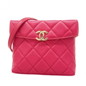 Chanel Matelasse Shoulder Bag with Chain Bag, Lambskin, Pink Champagne, Women's