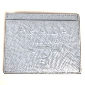 PRADA Prada Embossed Logo Business Card Case, Pass Leather, Women's, Light Blue
