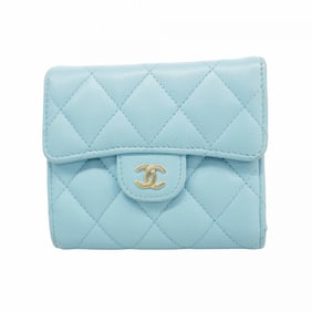 Chanel Matelasse Caviar Leather Tri-fold Wallet in Blue Champagne for Women, P1514647