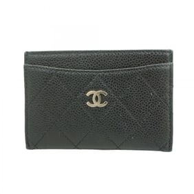 Chanel Matelasse Business Card Case in Caviar Leather, Black, Women's
