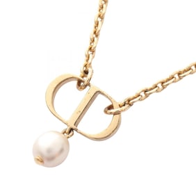 Christian Dior Dior CD logo necklace in gold-plated GP with faux pearls for women.