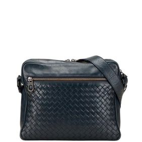 Bottega Veneta Intrecciato Crossbody Shoulder Bag in Navy Leather for Women