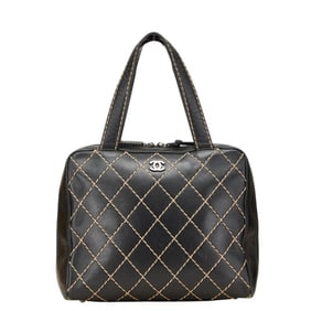 CHANEL Wild Stitch Coco Mark Handbag in Black Lambskin for Women