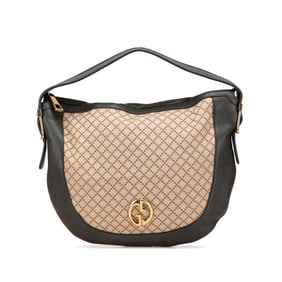 Gucci Diamante One-Shoulder Bag 257088 Khaki Beige Canvas Leather Women's GUCCI