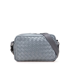 Bottega Veneta Intrecciato Crossbody Shoulder Bag in Gray Leather for Women