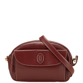 Cartier Must Line Shoulder Bag Wine Red Leather Women's CARTIER