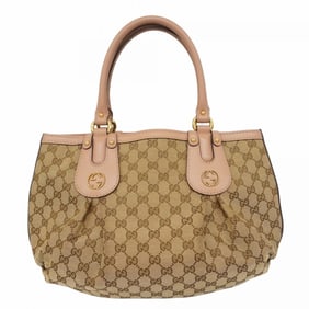 Gucci Tote Bag GG Canvas 269953 Beige Pink Women's