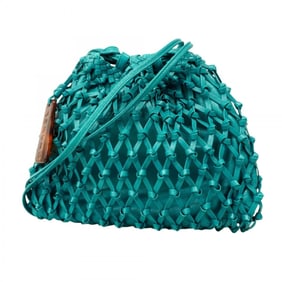 Chanel Shoulder Bag Leather Turquoise Blue Women's P1473019