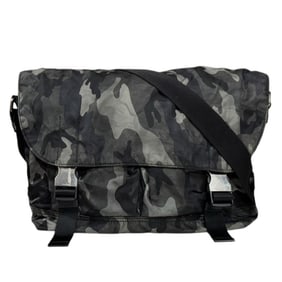 Prada Camouflage Shoulder Bag, Nylon VA0887, Black, Men's, PRADA