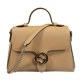 Gucci Interlocking G Shoulder Bag, Leather 510302, Beige, Women's, GUCCI 2-Way