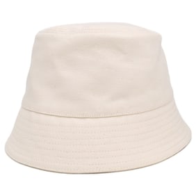 LOEWE K820HB1X19 Canvas and Calfskin Bucket Hat, Size 57, Off-White, Women's