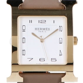 HERMES HH1.801.131 H Watch Quartz Wristwatch Etoupe Gold Men's
