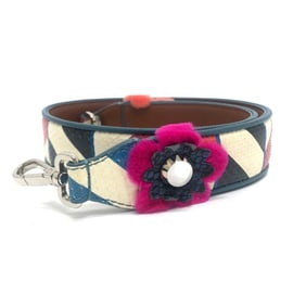 FENDI 8AV077 Flower Stud Strap You Bag, Multicolor Leather Shoulder for Women, White with and Silver