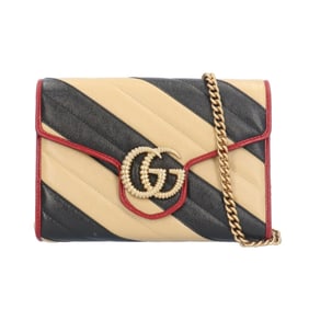Gucci GG Marmont Shoulder Bag, Leather 573807, Beige, Women's, GUCCI Chain Wallet