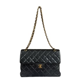 Chanel Matelasse 30 Shoulder Bag, Black Lambskin, Women's, Double Chain, Small Flap