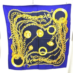 CELINE Large Vintage Silk Scarf with Jewelry Motif, Purple, for Women