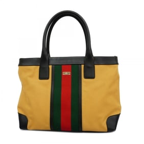 Gucci Tote Bag Sherry Line 002 1119 Canvas Beige Black Champagne Women's
