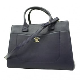 Chanel Tote Bag Executive Leather Navy Champagne Ladies