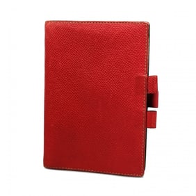 Hermes Notebook Cover Agenda Cushvel Rouge vif Bamboo ?A Engraved Men's Women's