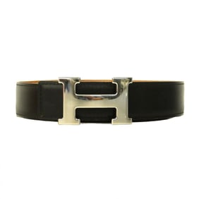 Hermes Belt Constance Box Calf Cushvel Black Natural ?D Engraved Ladies