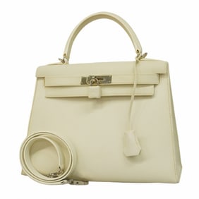 Hermes handbag Kelly 28 Epsom leather white K stamped ladies