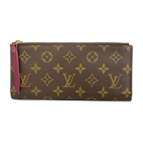 Louis Vuitton Long Wallet Monogram Portefeuille Adele M61269 Brown Fuchsia Ladies