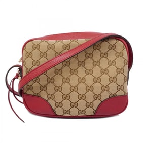 Gucci Shoulder Bag GG Canvas 449413 Brown Red Champagne Women's